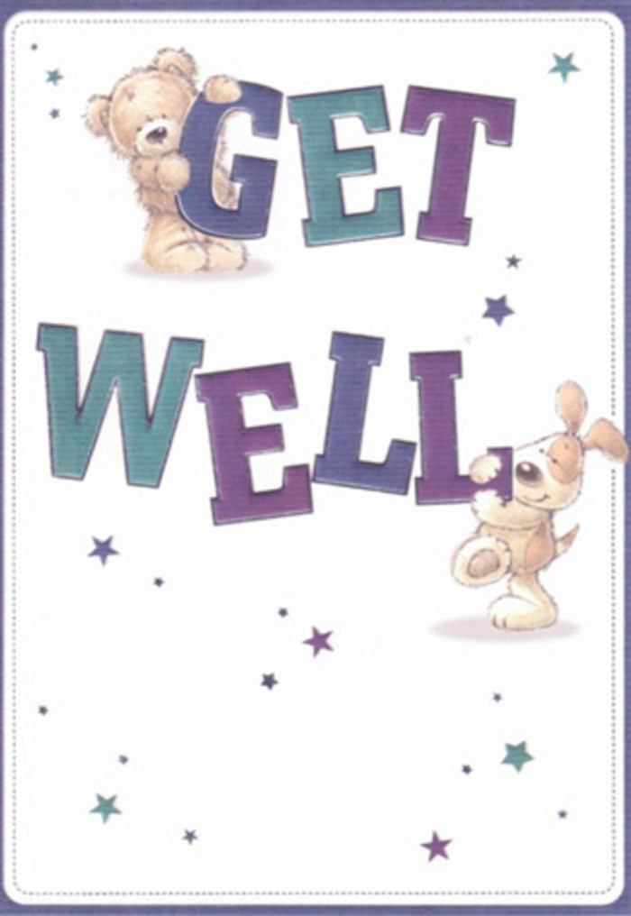 On this endearing get well card, the artistry conjures a scene as uplifting as a sunrise over Woodford Green. A cuddly bear, shaded in warm browns, sits contentedly at the top of the word 'GET,' its soft, textured fur stopping just shy of your fingertips. Beside it, a floppy-eared puppy, full of gentle energy and rustic golden tones, leans lovingly against the word 'WELL,' grounding the message with playful sincerity. The bold type shimmers in gradients of purple and aqua, creating a lively rhythm against the card's clean, creamy-white stage-reminiscent of the tranquil light that spills onto the pavements of Woodford during early spring. The stars scattered throughout the scene seem to whirl with hopeful intent, carrying wishes beyond the page and into the hearts of loved ones. Each character, each brushstroke, is imbued with comfort and care, reflecting the same hands-on approach we bring to every floral arrangement at Woodford Florist, where community connections run as deep as our local roots. Sending this card alongside a thoughtfully curated bouquet is a gesture that rises above words, embodying reassurance and heartfelt support for anyone convalescing or needing a lift in Woodford or the surrounding neighbourhoods.